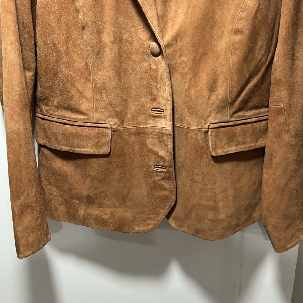 BNWOT Cole Haan suede brown blazer, size Large with 3 pockets - Picture 4 of 7